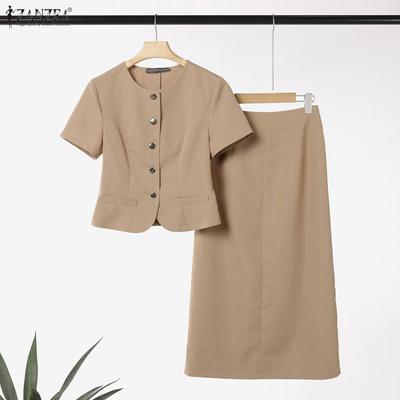 Женская блузка с коротким рукавом и юбки Летние комплекты из двух вещей