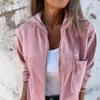Women's Solid Color Hooded Corduroy Jacket, New Autumn Simple Style Zip Up Casual Coat With Pocket, Relaxed Fit Versatile Daily Wear Ladies Outerwear