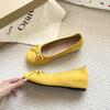 Балетки с бантом женские весенние новые на плоской подошве с мелким вырезом одинарные туфли повседневные с темпераментом юбка