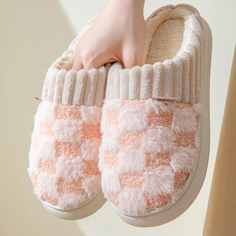 High-quality Autumn and Winter Cotton Slippers Women's Indoor Home Non-slip Thick Bottom Couple Bedroom Wear Plush Cotton Drag Men