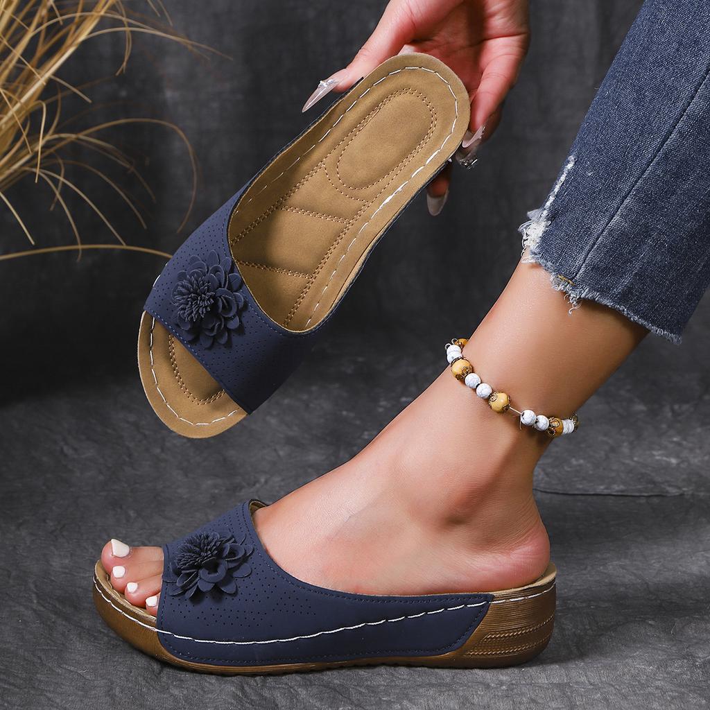 Модные летние сандалии женские туфли нескользящая обувь для ходьбы обувь слипоны женские сандалии на танкетке праздничные тапочки женская обувь