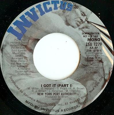 7-дюймовая пластинка NEW YORK PORT AUTHORITY - I Got It ZS81279 Invictus 1977 США Танцевальная и Электронная Б/У