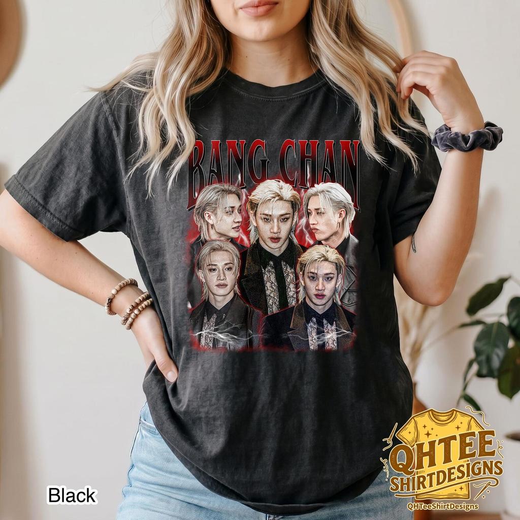 Футболка Comfort Colors с Чан Бином, Винтажная K-pop футболка Кристофера Чан Бина, Ретро поддельная футболка для фанатов K-pop, Подарок на K-pop концерт для фанатов Stay