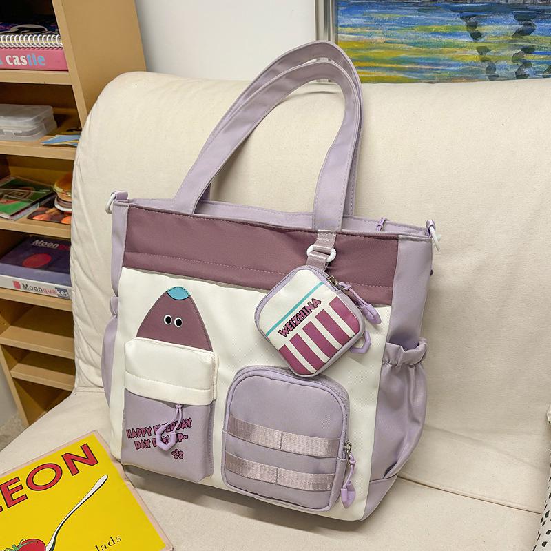 Сумка-тоут кроссбоди в корейском стиле с цветными блоками большой вместимости для студентов