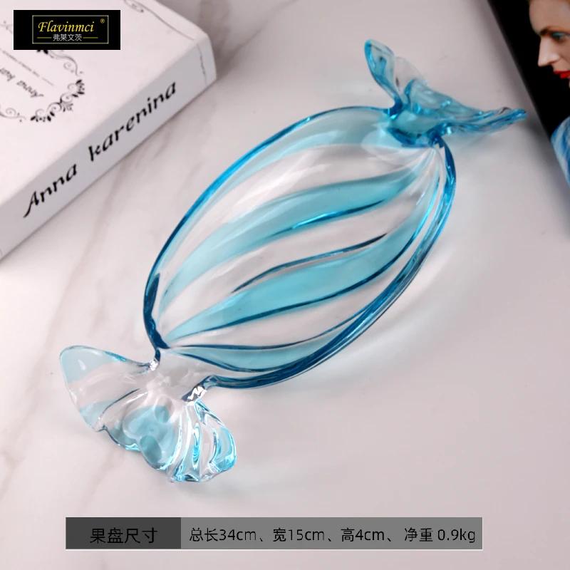 Тарелка для закусок из утолщенного хрусталя Поднос для десертов в форме конфет Блюдо для сервировки на вечеринку Рождественская декоративная посуда Праздничная сервировка