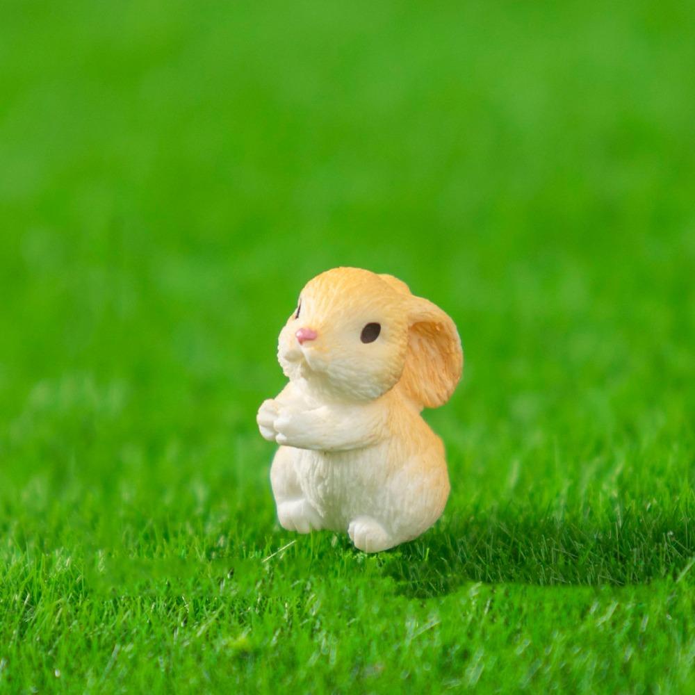 Миниатюрные безделушки в виде пасхальных яиц, смола, мультяшная статуэтка кролика, мини-фигурка пасхального кролика, подарок