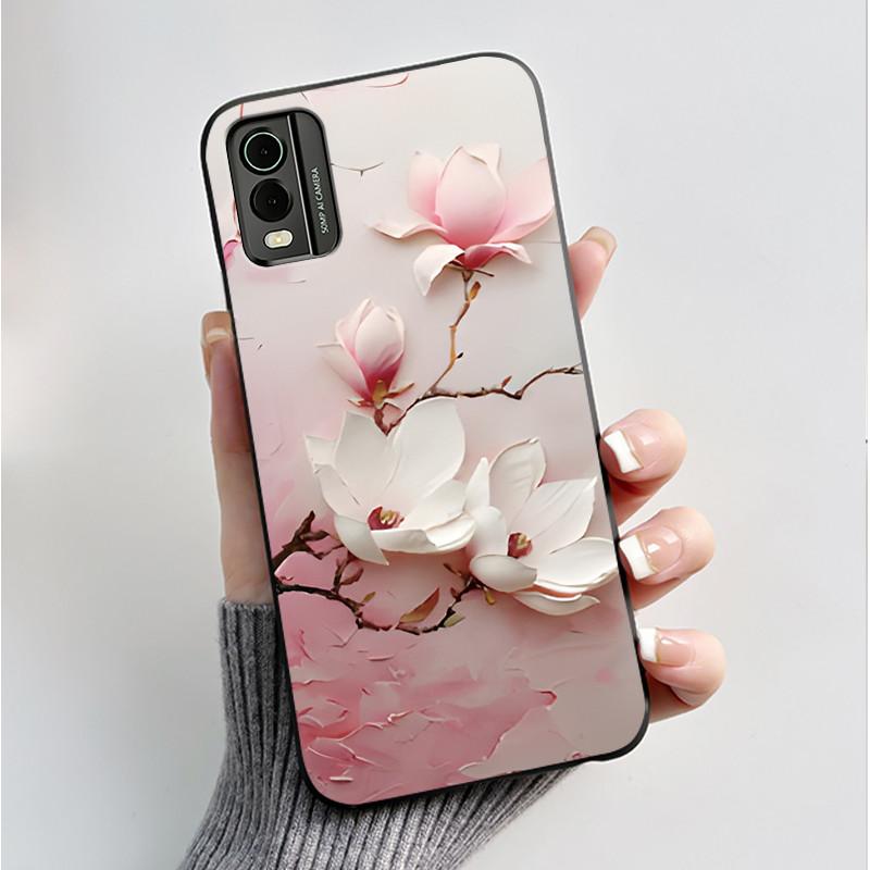 For Nokia C32 C22 4G 2023 Case Black Soft Silicone TPU Luxury Fashion Flower Butterfly Phone Casing For Nokia C32 C22 Back Cover
