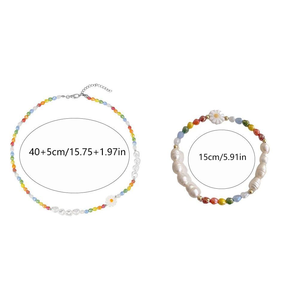 Minority Design Daisy Bracelet Bead Flower Pearls Clavicle Chain Rice Bead Necklace  Decoration