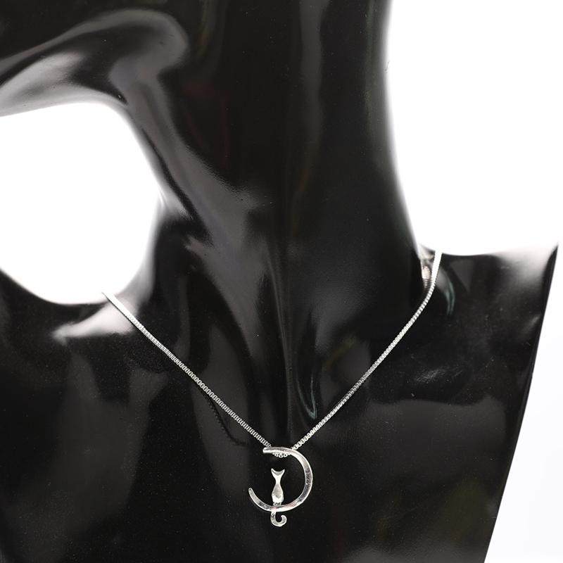 Pure 925 Sterling Silver Cat Charm Pendant Necklaces For Women New Fashion Jewely Small Chokers Necklaces Fine Jewelry