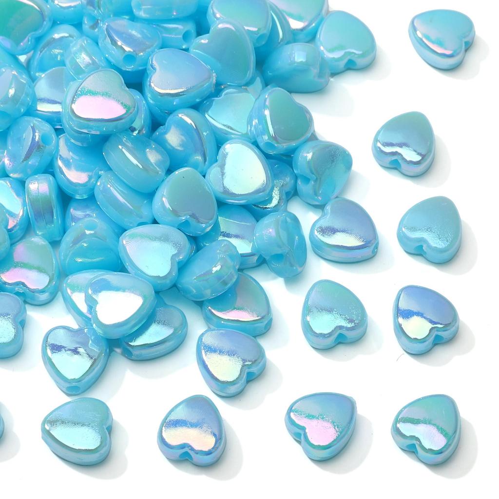 100 шт. Акриловые разноцветные бусины в форме сердца для изготовления ожерелий, браслетов, серег, ювелирных изделий, аксессуары для рукоделия