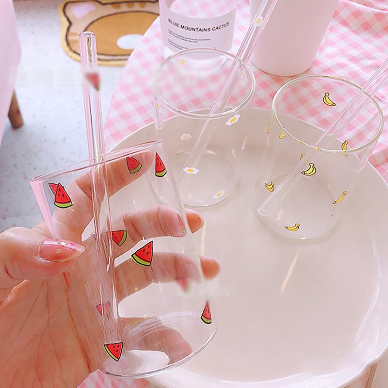 Стеклянная кружка с соломинкой из высокопрочного боросиликатного термостойкого стекла, стакан для воды, молока, сока