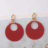 New Wine Red Geometric Hanging Earrings for Women Metal Pendants Dangle Earrings Red Exaggerated Drop Earrings aretes
