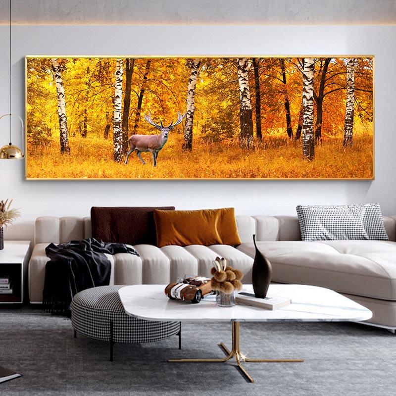 Олень в лесу постеры и принты закат пейзаж настенное искусство животные холст картины фотографии гостиная домашний декор без рамки
