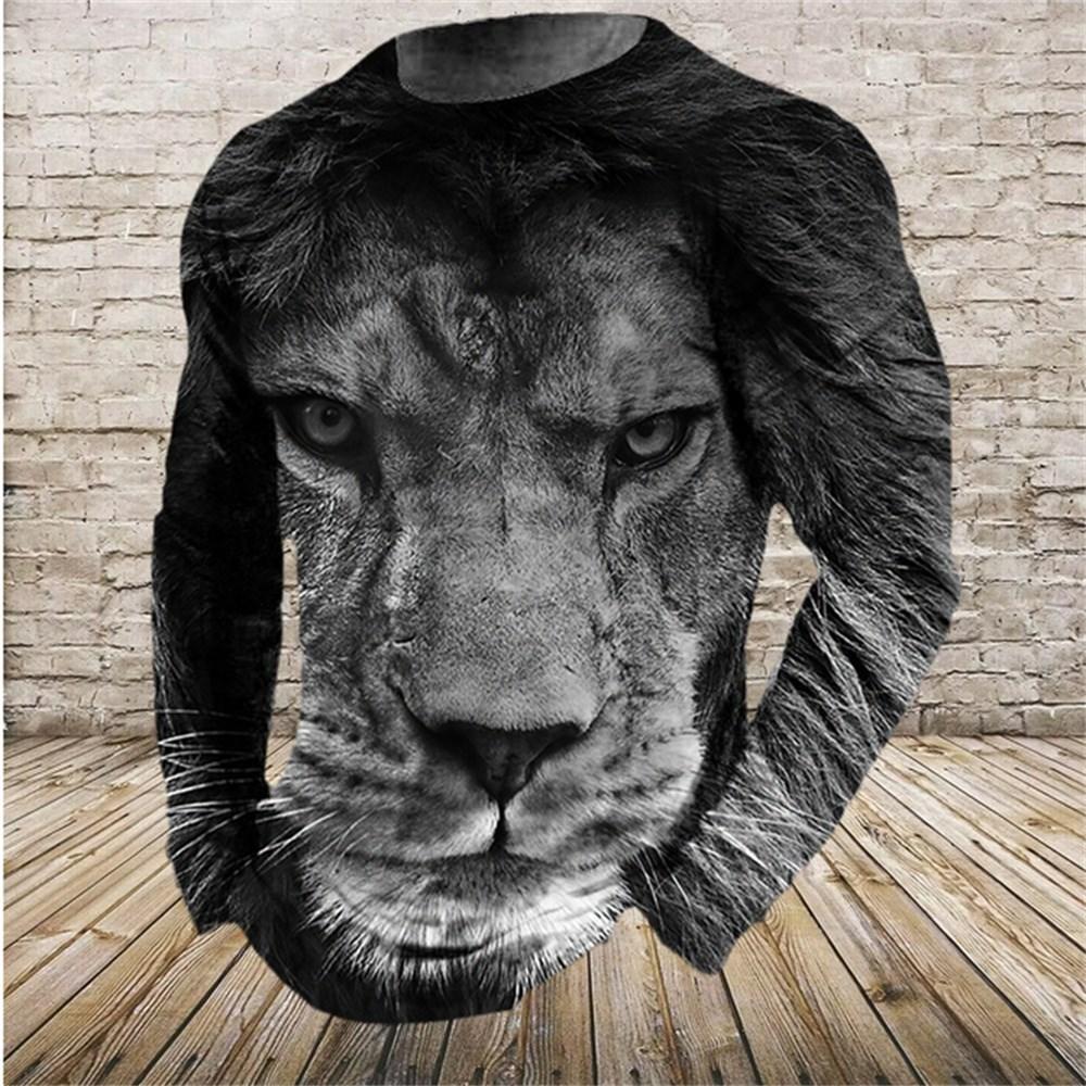 Retro Men's Long Sleeve T-shirt Animal Print Shirt Animal Pattern Clothing Street Apparel Sleeve