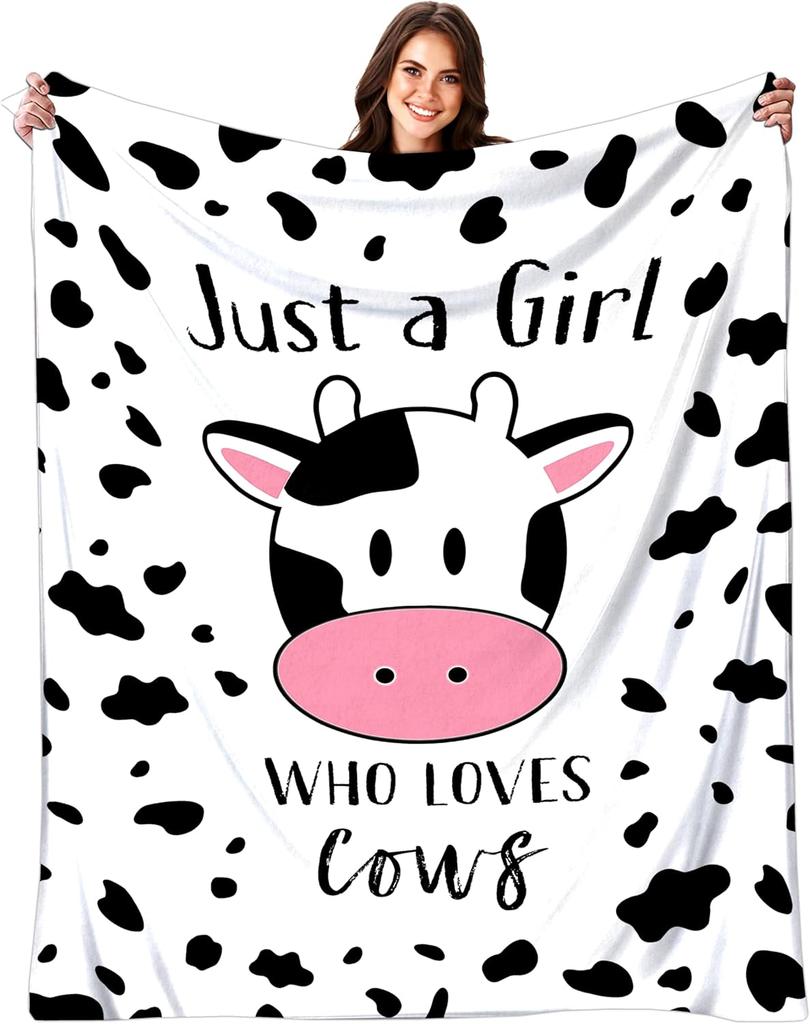Cute Cow Blanket Sofa Bed Couch Cozy Soft Flannel Blankets for Cows Lovers Cows Throw Blanket for Girls Kids Adults Home Decor