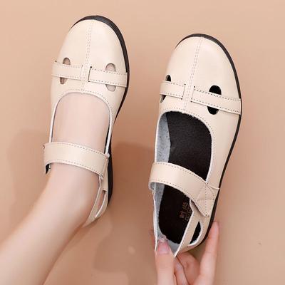 Сандалии с закрытым носком и дышащей застежкой-липучкой для женщин среднего и пожилого возраста на весну и лето, нескользящая рабочая обувь для мам с мягкой подошвой