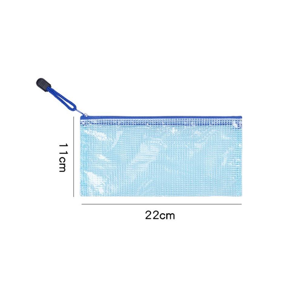 Waterproof Pen Bag PVC File Bag Multipurpose Mesh Zipper Pouch Students
