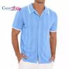 Cozy Up Men's Short Sleeve Knit Polo Shirt Vintage Button Down Golf Polo