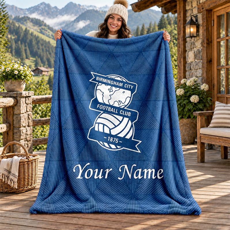Birmingham City FC Custom Name Flannel Blanket Personalized Soft Warm Plush Throw Blanket Customized Gift for Family Friends