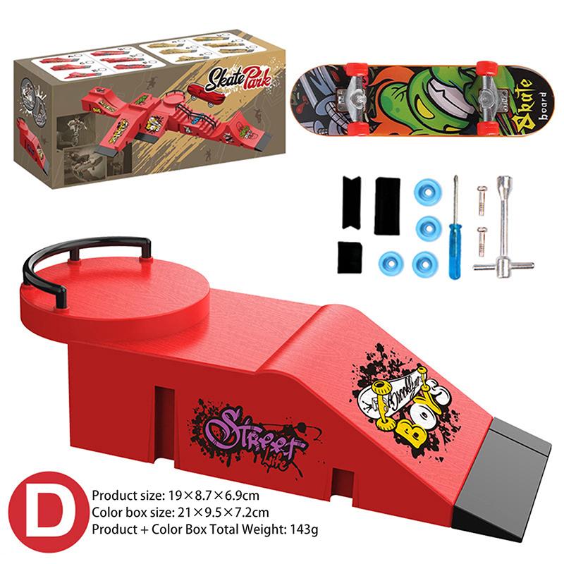 1 Set Mini Fingertip Skateboard Kit Children Finger Sports Toys Finger Skateboard Game Park Site Step Ramp Scene Props Gift