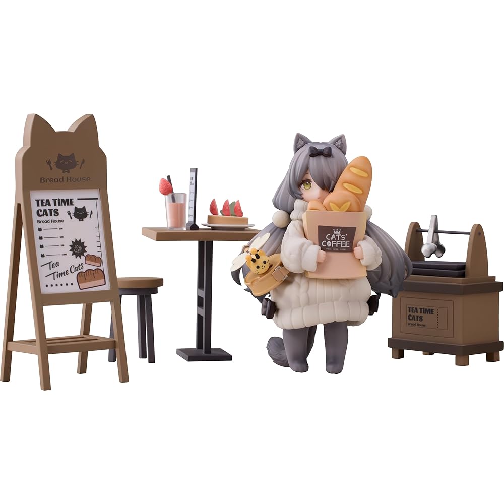 RIBOSE DLC Series "Teatime Cats Scene" Nyan Town "Bakery" Staff & Customer Set, Non-Scale ABS & PVC Painted Complete Figure