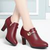 Comfort Deep Mouth Solid Single Shoes  Spring  Autumn New Thick Heel Fashion All-match Pointed Side Zipper Leather Shoes
