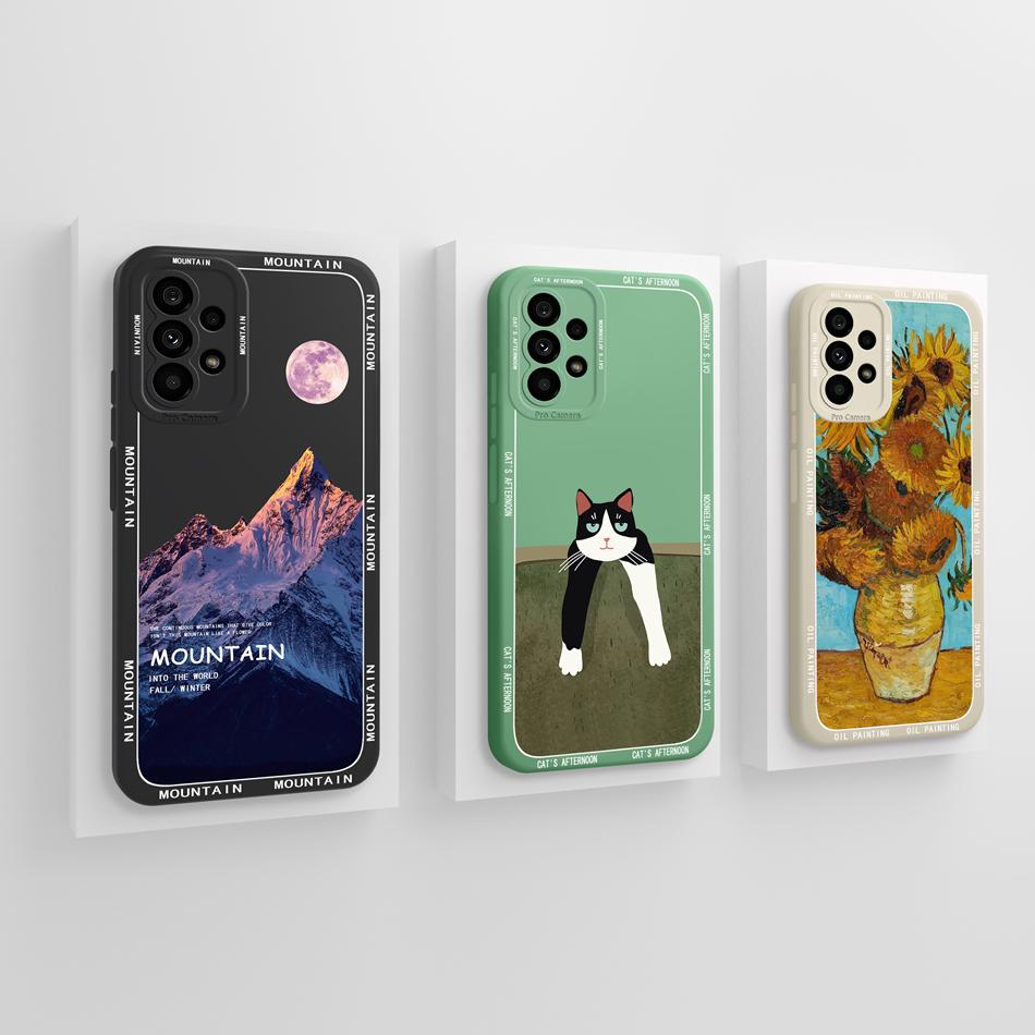 Забавный чехол для Samsung A73 Эстетичный мягкий жидкий силикон Funda для задней крышки телефона Samsung Galaxy A73 5G с защитой камеры