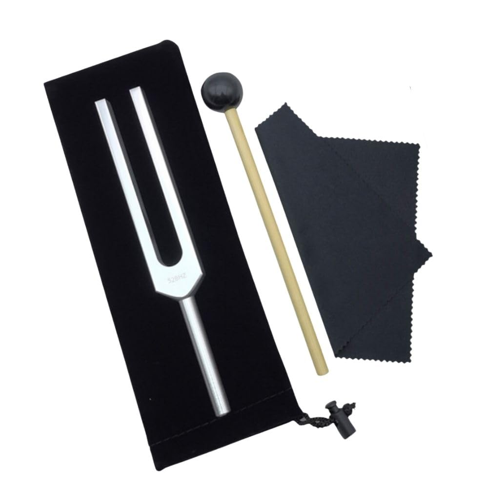 PLEAVIT Tuning Fork Crystal Tuner, 528hz, for Healing, Sleep, Chakra Meditation, and Relaxation, with Rubber Mallet and Pouch