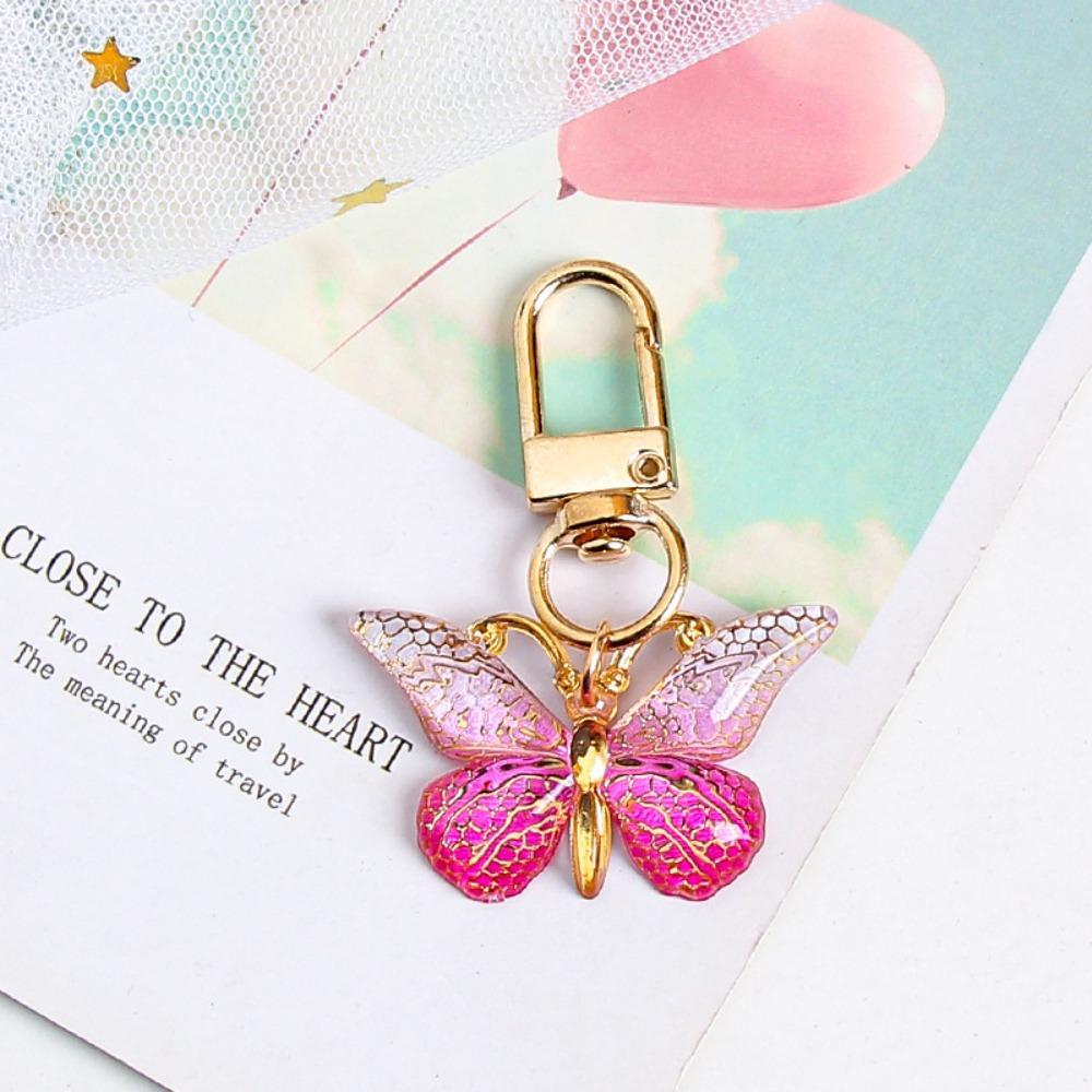 Fashion Exquisite Butterfly Keychain Crystal Butterfly Lobster Button Key Holder Accessories Handbag Pendant Party Decoration