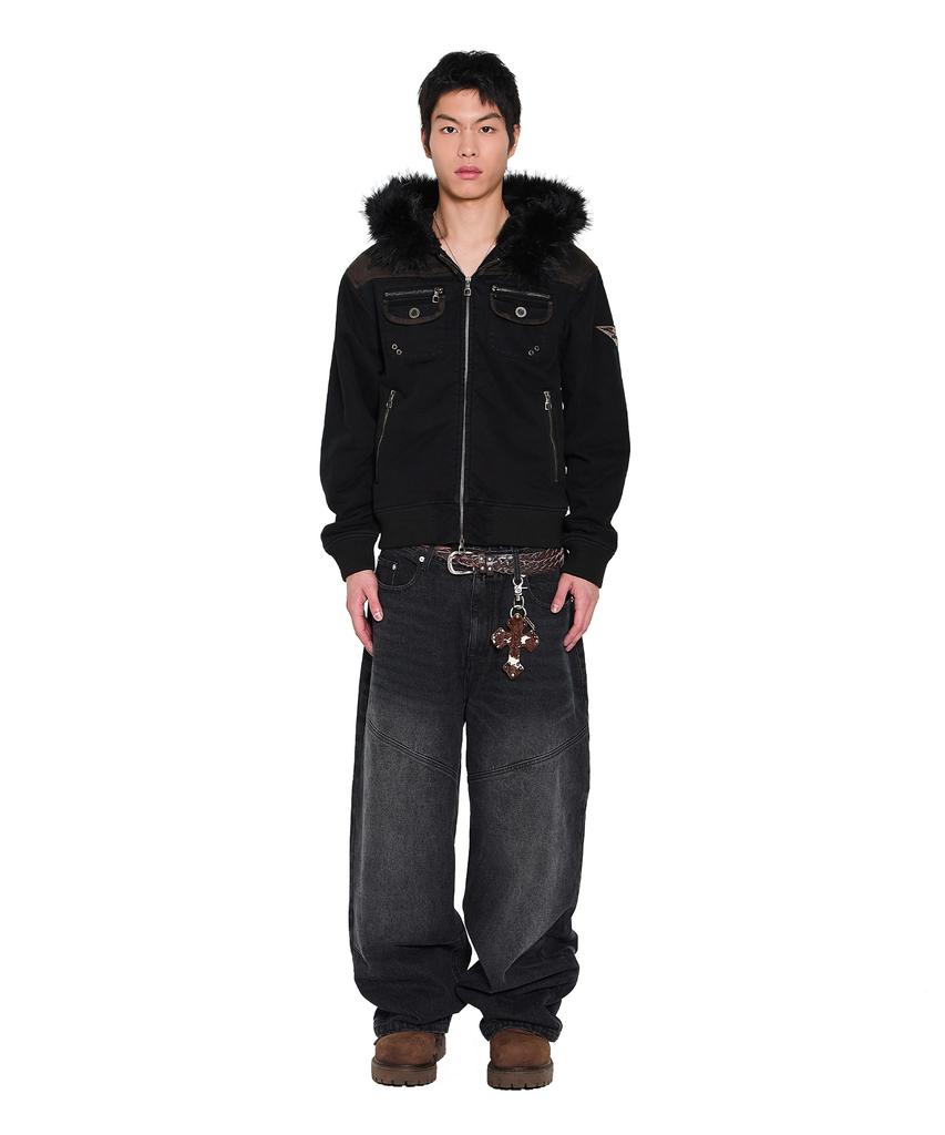 Aakam Fur Camo Contrast Jacket (Black)