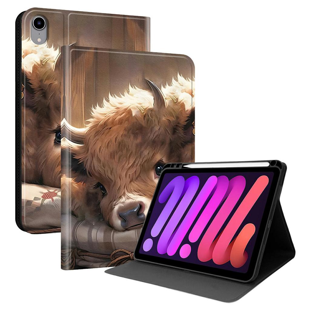 Для iPad мини (2024) Чехол для планшета из ПУ кожи с рисунком, подставка, слот для стилуса (Стилус не входит в комплект)