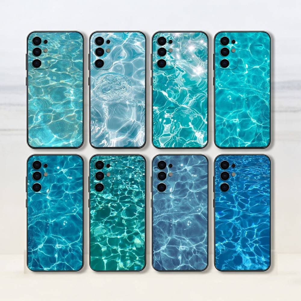 Узоры морской воды Чехол для телефона для Samsung S25, S24, S21, S22, S23, S30, Ultra, S20, Plus, Fe, Мягкий силиконовый черный чехол