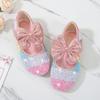 Girls Princess Leather Shoes Sequins Rainbow Kids Party Shoes Spring Autumn Sweet Bowtie Children's Causal Wedding Flat Shoes