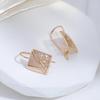 Cute Square Earrings For Women Kinel Rose Gold Color Vintage Jewelry