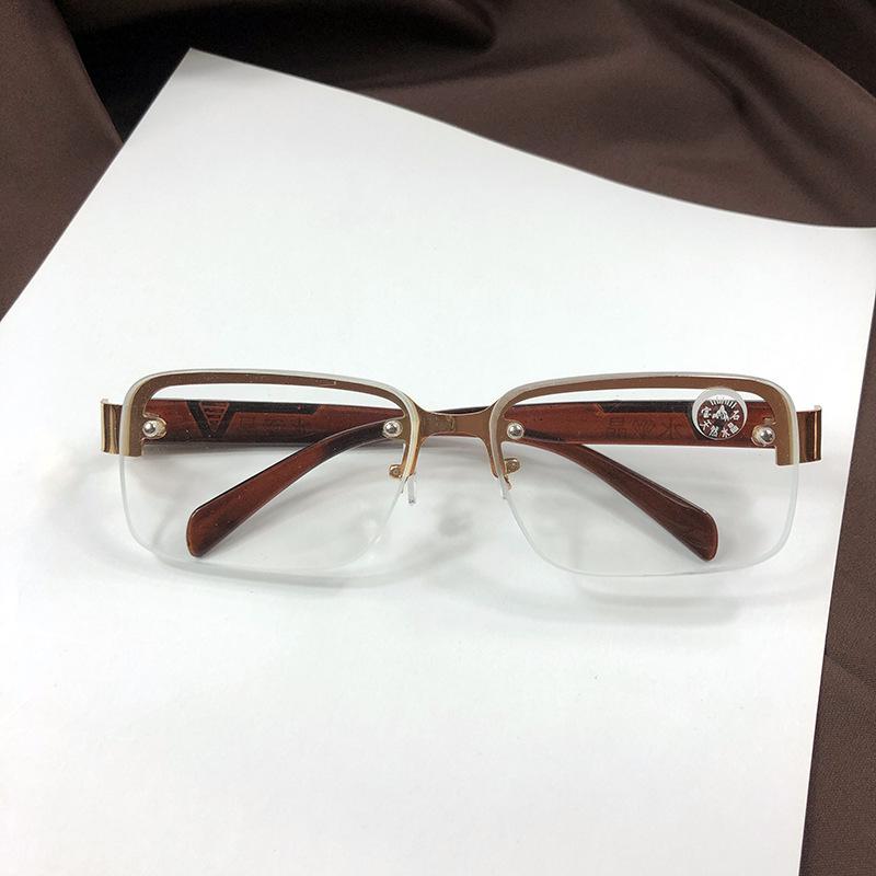 Мужские полуободковые квадратные перфорированные хрустальные солнцезащитные очки с солнцезащитным козырьком на верхнем винте