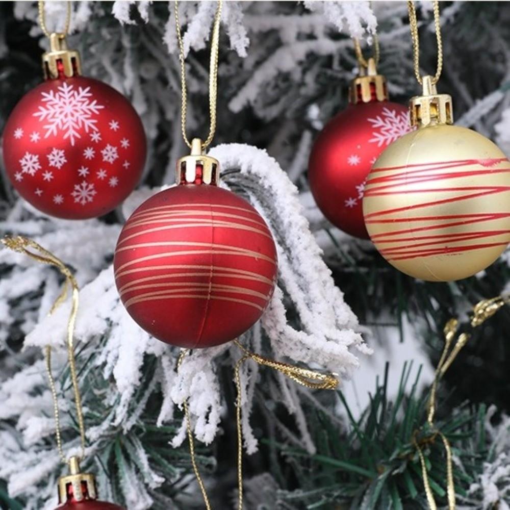 12PCS 6cm Christmas Ball Pendant Plastics Christmas Supplies New Xmas Tree Ornament  Merry Christmas