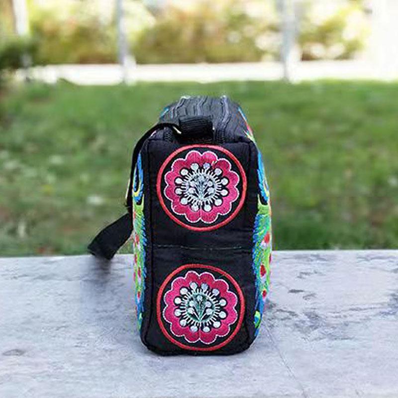 Yogodlns Сумка на плечо Юньнань, сумка с вышивкой в ​​этническом стиле, сумка через плечо, женская сумка, увеличенная тканевая сумка на три молнии, большая вместительная квадратная сумка