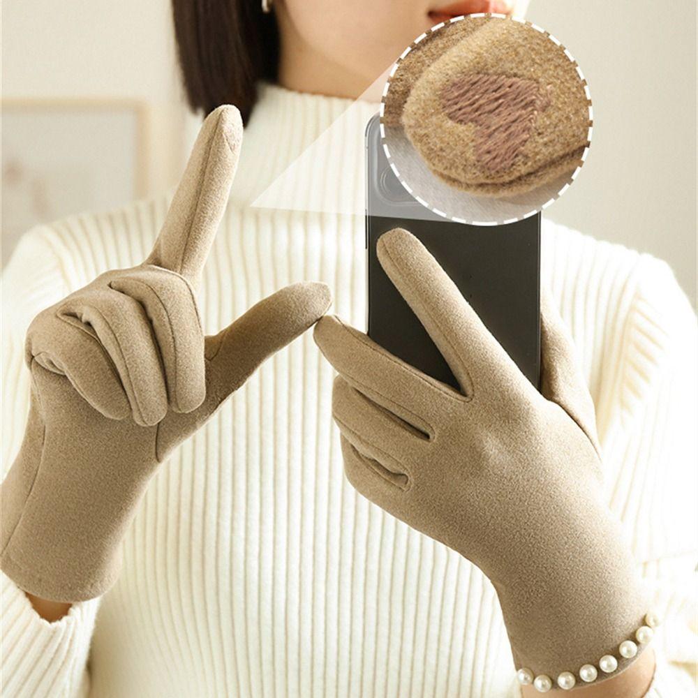 Тонкие бархатные теплые перчатки, утолщенные перчатки для езды на велосипеде и вождения, повседневные варежки для улицы