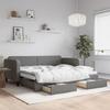 VidaXL Daybed with Trundle and Drawers Dark Grey 90x190 Cm Fabric 3196863