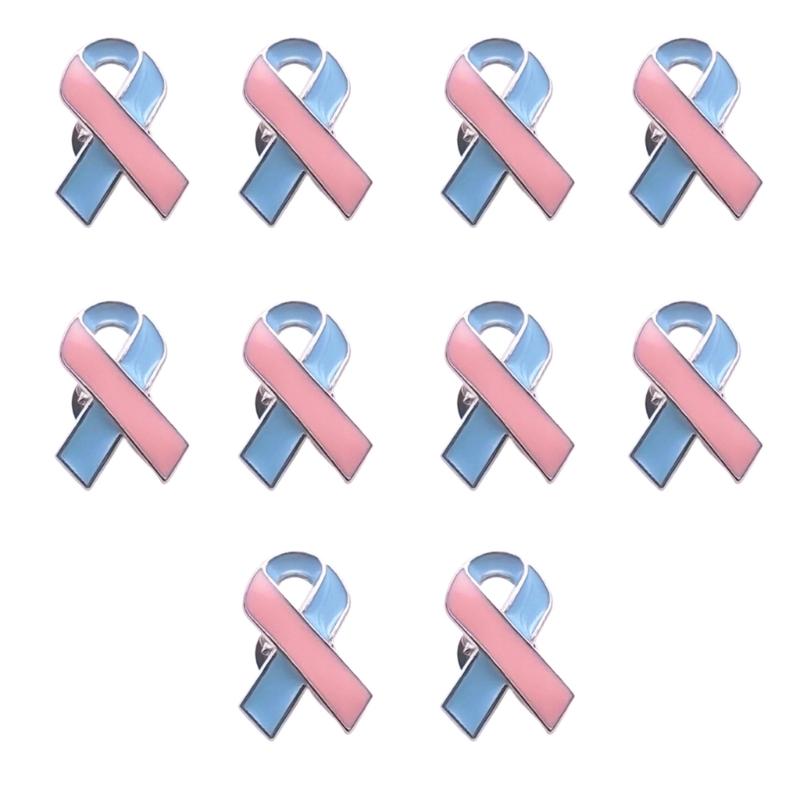 10pcs Women Brooches Ribbon Lapel Pins Breast Cancers Awareness Badge Pin Bowknot Shape Brooch Pin for Women and Girl