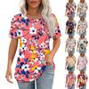 Women's Retro Printed Fashion Casual Round Neck Short Sleeve T-Shirt Top
