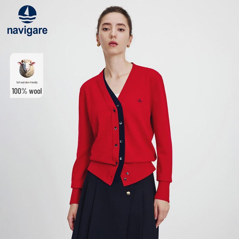 Navigare Женский итальянский кардиган-свитер с V-образным вырезом, 100% шерсть