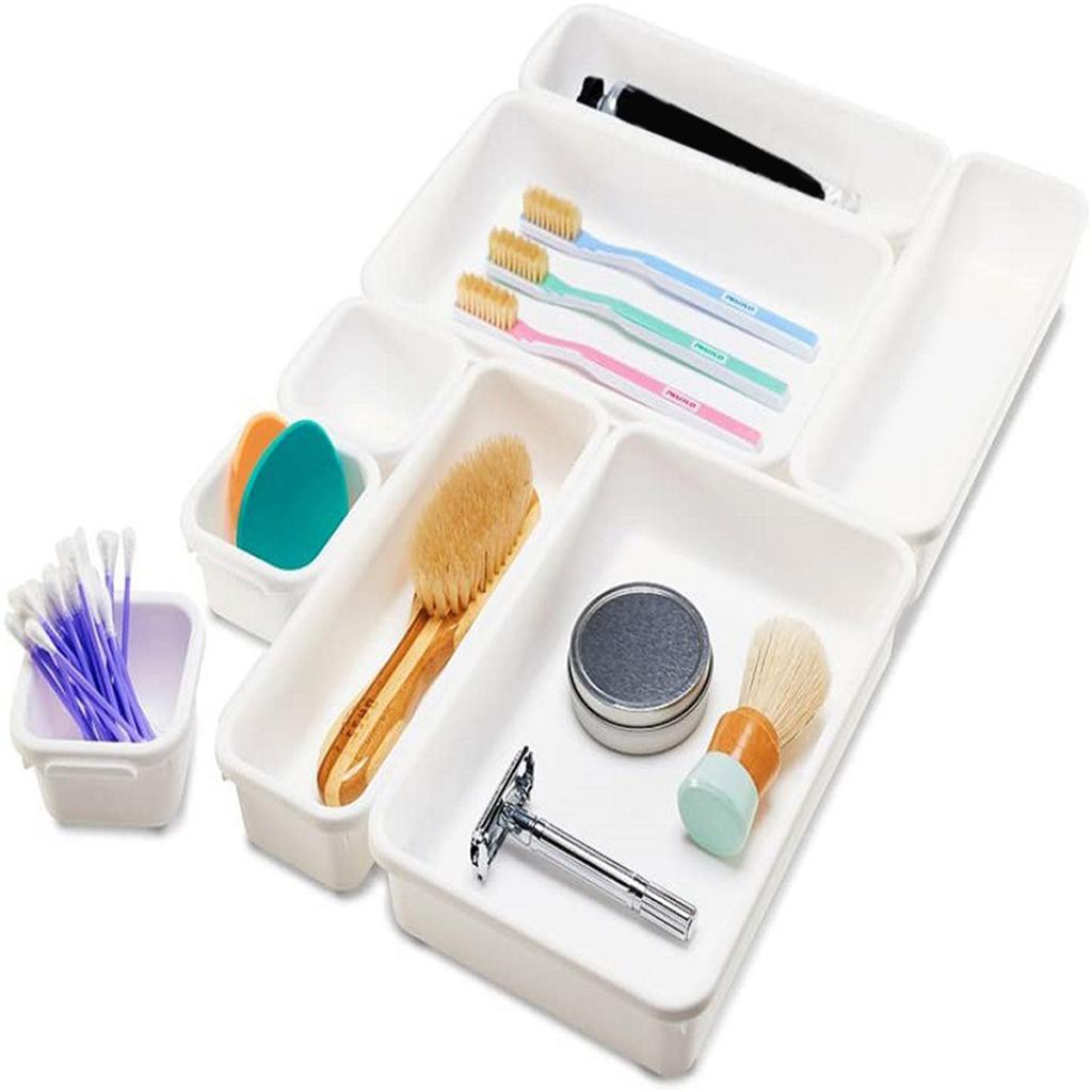 8Pcs Multifunctional Desk Drawer Bins Storage Organizer Trays Cosmetic Dividers