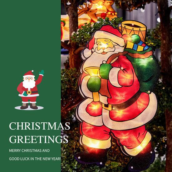 Светодиодные рождественские гирлянды на присосках, подвесные светильники в виде Санта-Клауса, лося, звезды, сезонные знаки, работающие от батареек, лампы на присосках