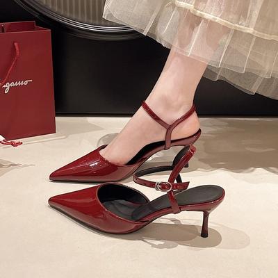 2025 Новый летний дизайн Туфли на высоком каблуке Женские туфли-лодочки Ремешок с пряжкой Мюли Шлепанцы Сексуальный острый носок Свадебный банкет Женская обувь