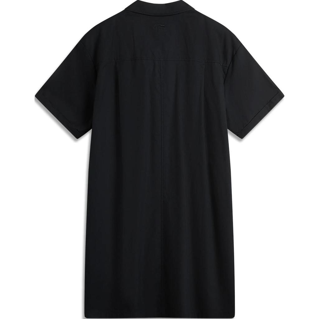 Li-Ning Однобортное платье-поло с коротким рукавом, женские платья, черное, ASKU256-3