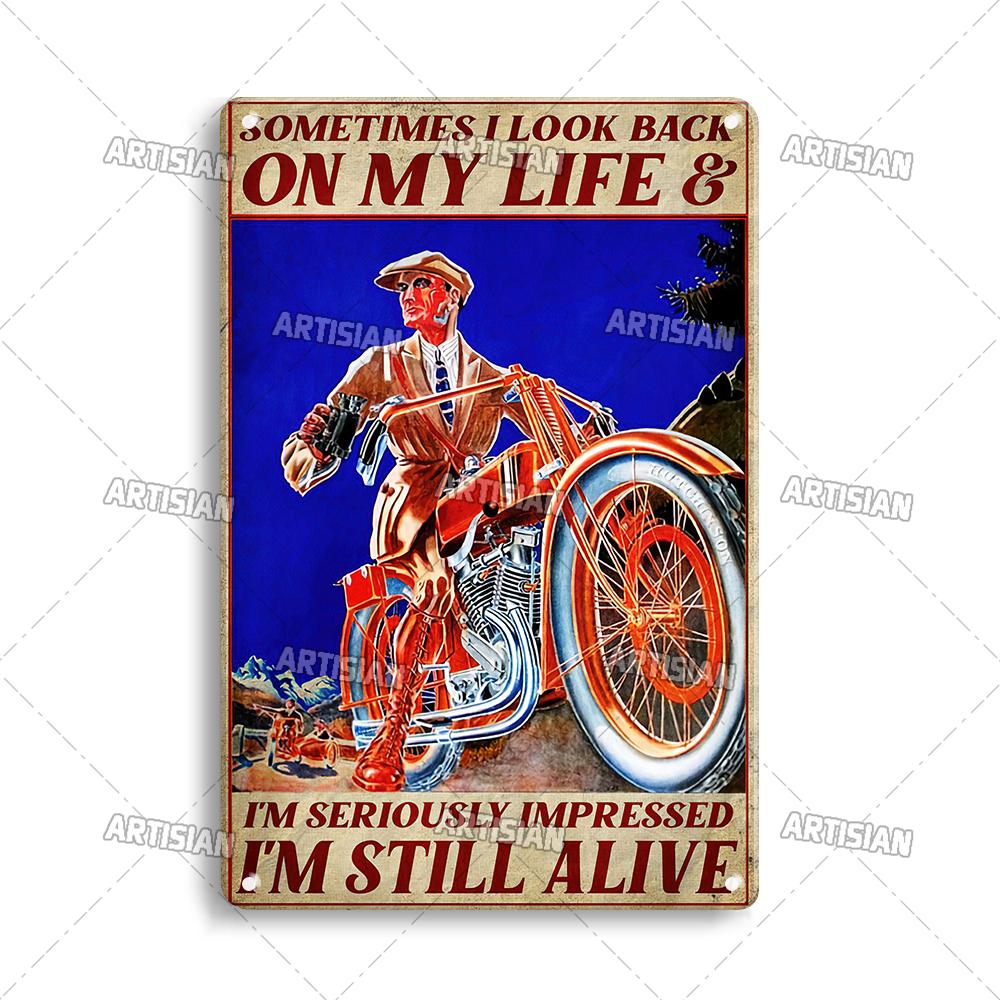 Retro Motorcycle Metal Tin Sign Classic Metal Plaque Man Cave Garage Wall Decorative Rusty Metal Sign Industrial Decor