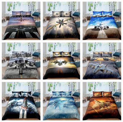 Комплект постельного белья с 3D-печатью в виде самолета, пододеяльник для комнаты мальчика, наволочка DE135 * 200, мягкое украшение для дома на молнии