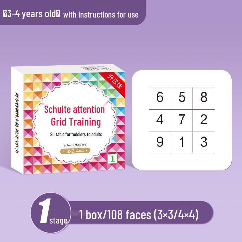 Карточки для тренировки таблицы Шульте: Тренировка концентрации для детей 3-8 лет, Улучшение продолжительности внимания, Развивающая игрушка