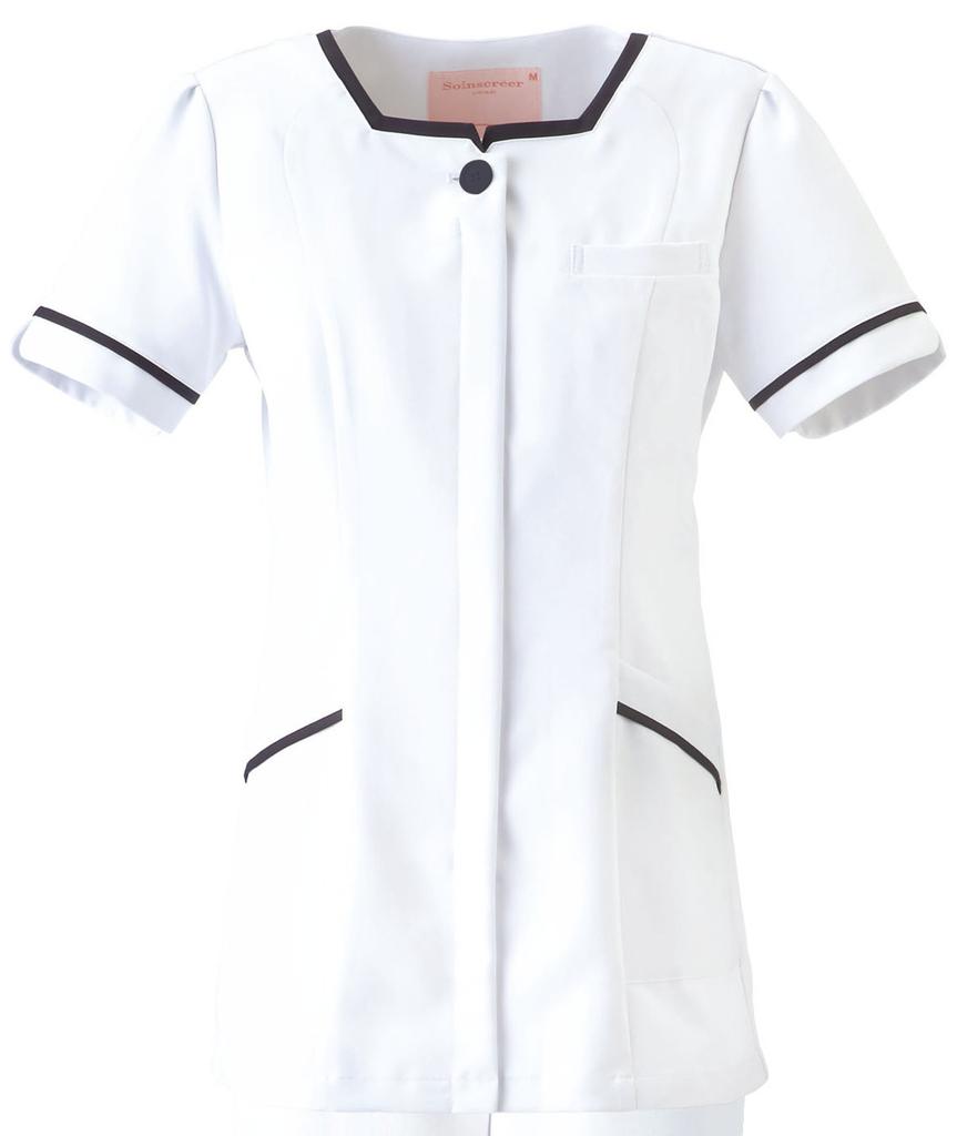 Tunic White Coat Medical Nurse Esthetics Scrub 2016EW White X Navy Japan S To Japanese Size [Fork] Women's Women's (equivalent S)